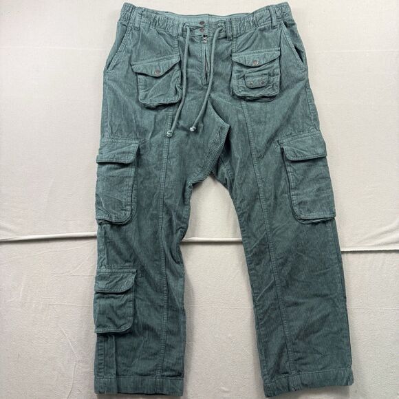 Free People Tahiti Cord Cargo Pants Green Size XL Utility Y2K Grunge Gorpcore - Picture 1 of 13